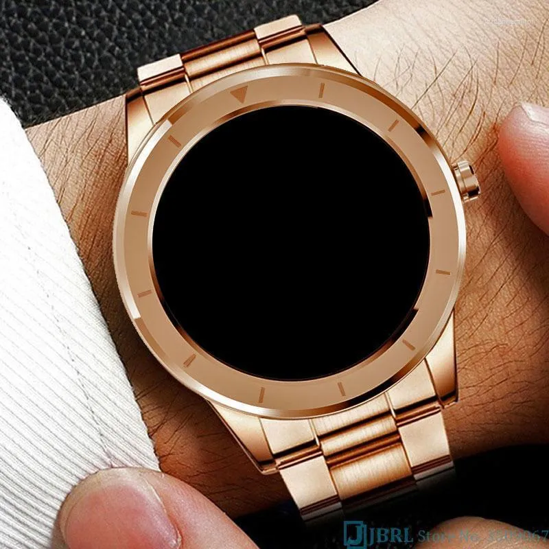 Gül Altın Dijital Saat Erkekler Spor Saatleri Saat için Elektronik Led Erkek Bilek Bluetooth Hollwatch Tam Dokunmatik Saatler Kol saatleri