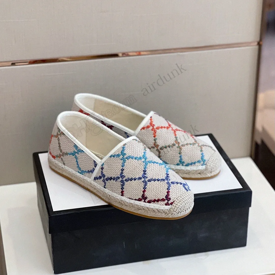 2023レディースカラフルなプラットフォームEspadrille Slippers 55mmキャンバスカバーされたプラットフォームサンダルエスカドリルウェッジダストバッグサイズ35-41auen＃