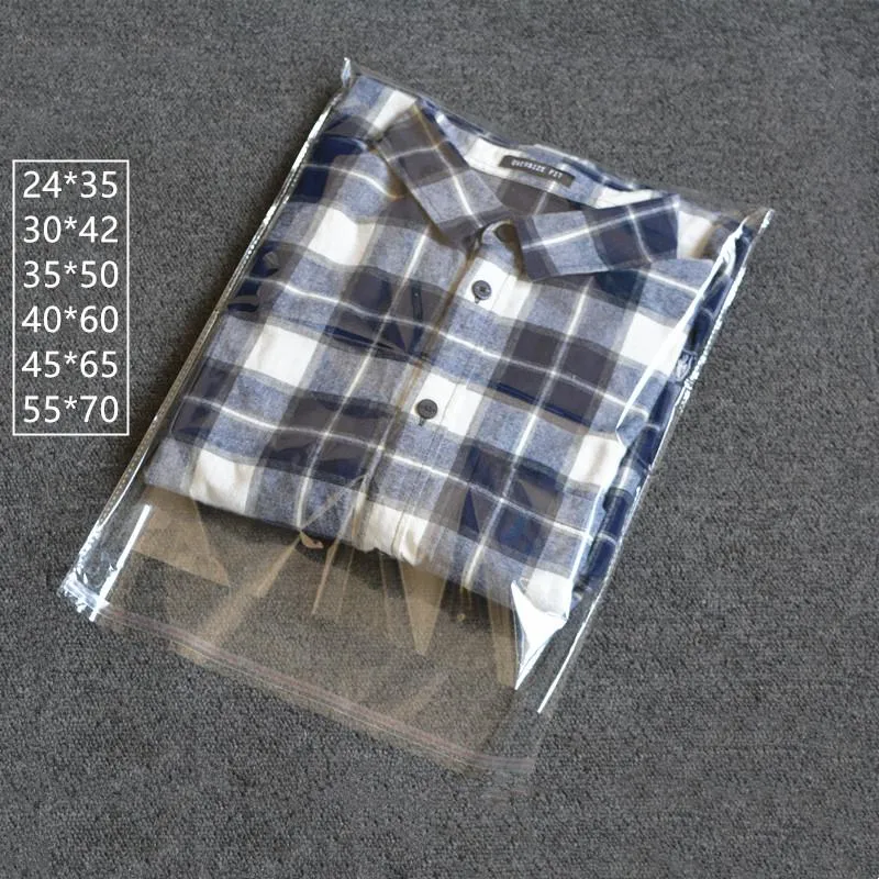 Сумки для хранения 0,05 мм самоклеящийся полиэтиленовый пакет для одежды Упаковка для одежды герметичный прозрачный целлофан тонкой упаковки рубашка заводской оптом