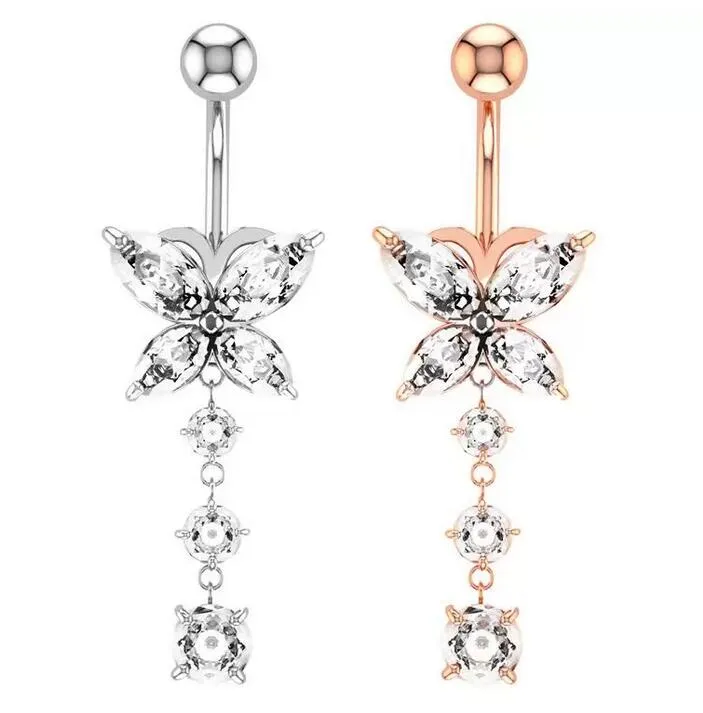 Butterfly Belly Ring Кольцо красивое пупок с пирсинги