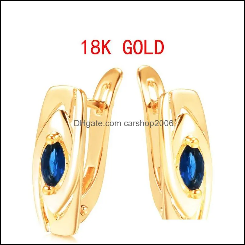 Jewelry Simple Gold Blue Gem Ladies Hollow Dangle Earrings for Women Valentines Day Gift