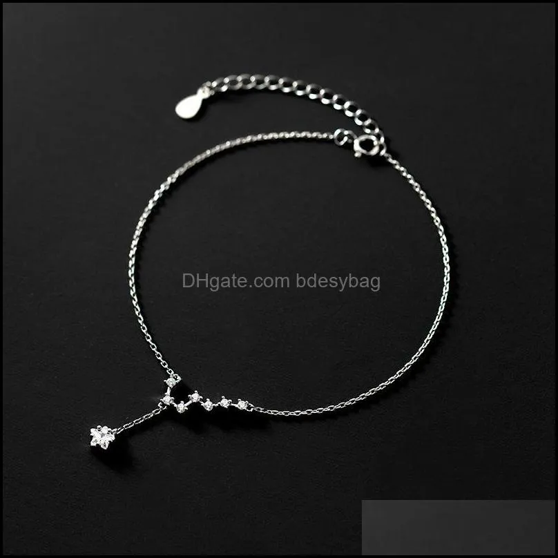 charm bracelets silver color tassel zircon star pendant anklet party beach jewelry for women girls sl405charm