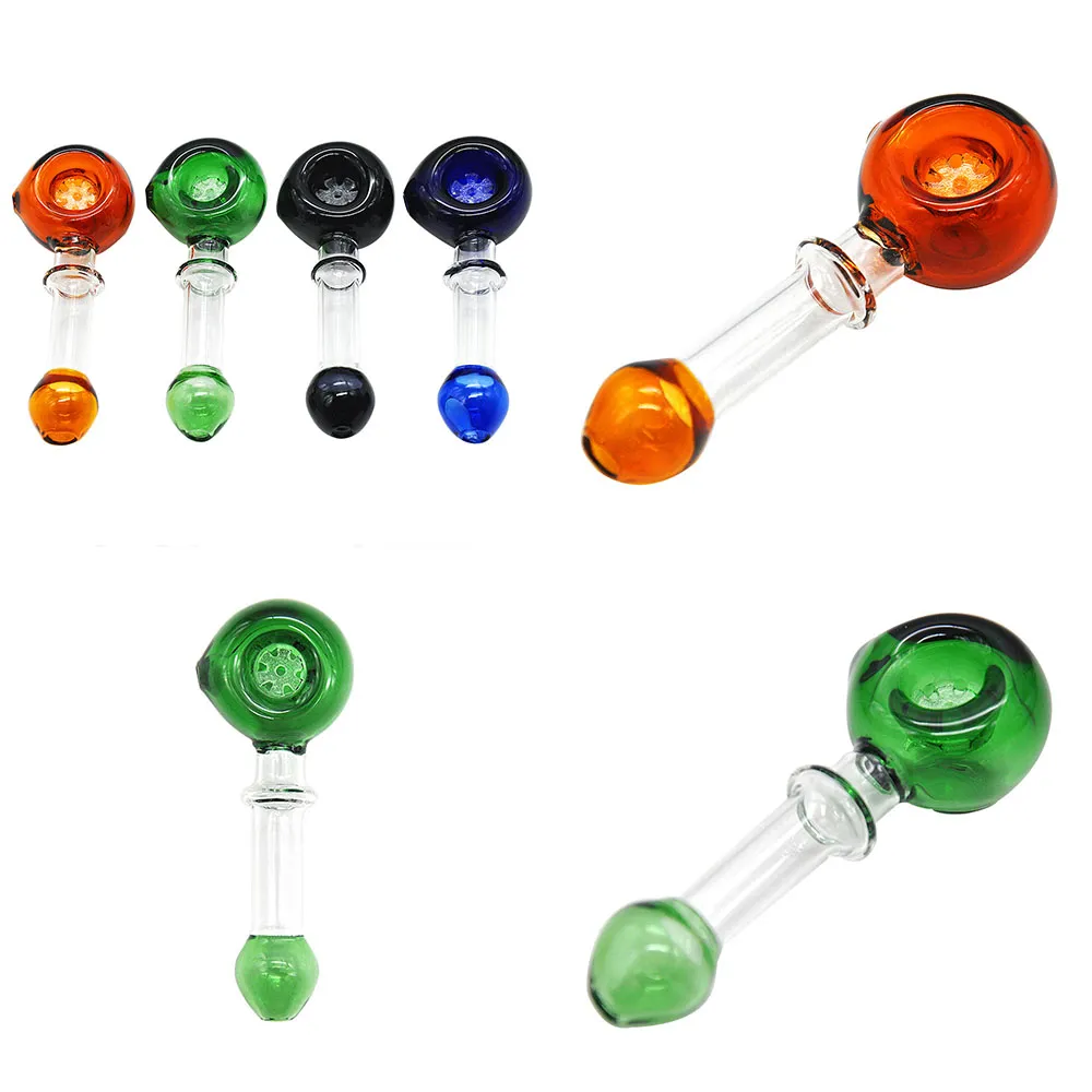 Wholesale Glass Smoking tobacco Pipes with honeycomb screen hand spoon pipe in Stock