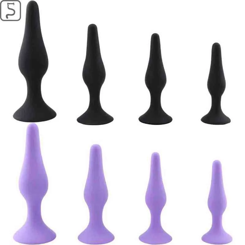 Nxy Sex Anal Silicone Backyard Plug Four Piece Stimulation Pull Beads Hands Free Sucker Adult Toys 1220_voghion.com