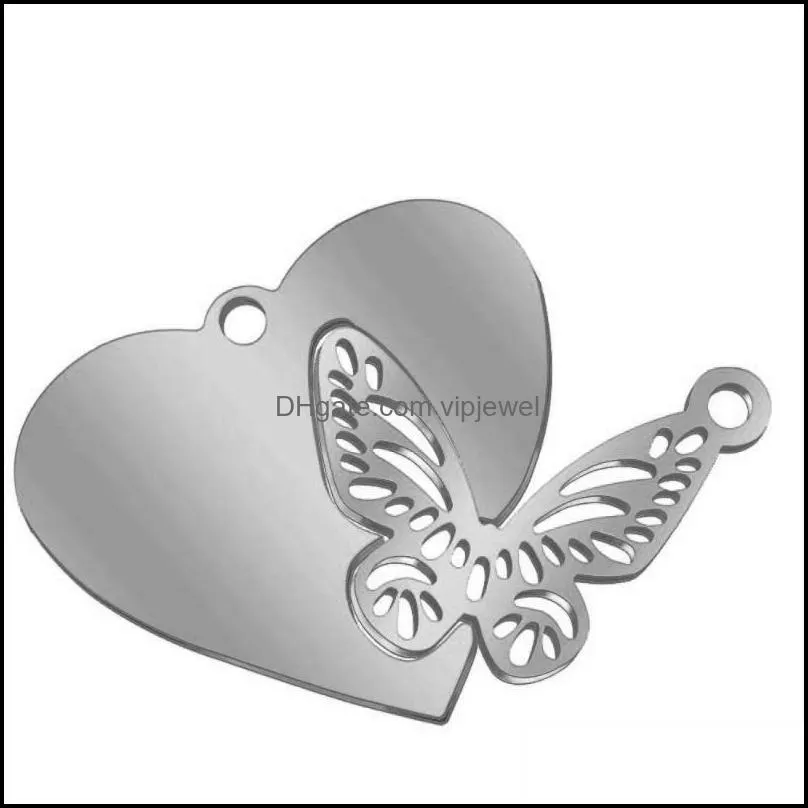 charms stainless steel 25 36 peach heart butterfly combination pendant couple charm for diy jewelry accessoriescharms