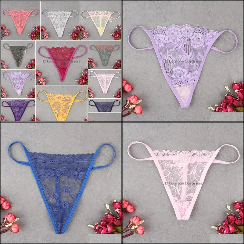 10PCS/Pack Random Color New Wholesale Women`s Mini Briefs Thong Sexy Transparent Underwear G-string T-back Lot Bulk S923