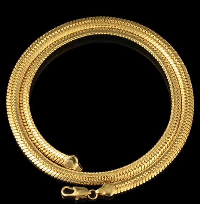 5mm Hip hop snake bone chain 18K Gold Plated Necklaces 60cm