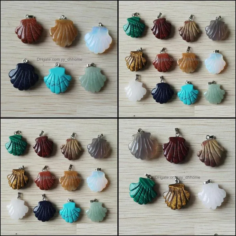 carved flower shape assorted natural stone charms crystal pendants for necklace accessories jewelry making