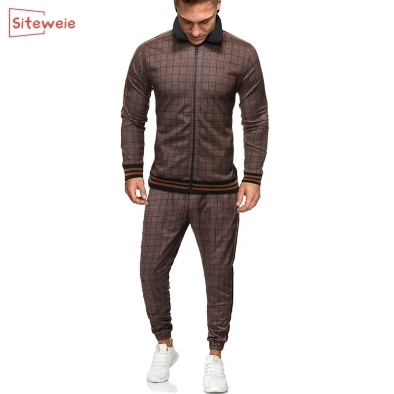 SITEWEIE Mens Sportswear Sets Spring Autumn Male Casual Tracksuit Men 2 Piece Jacket Pants Set Male Sport Suit Tracksuit G416 201116