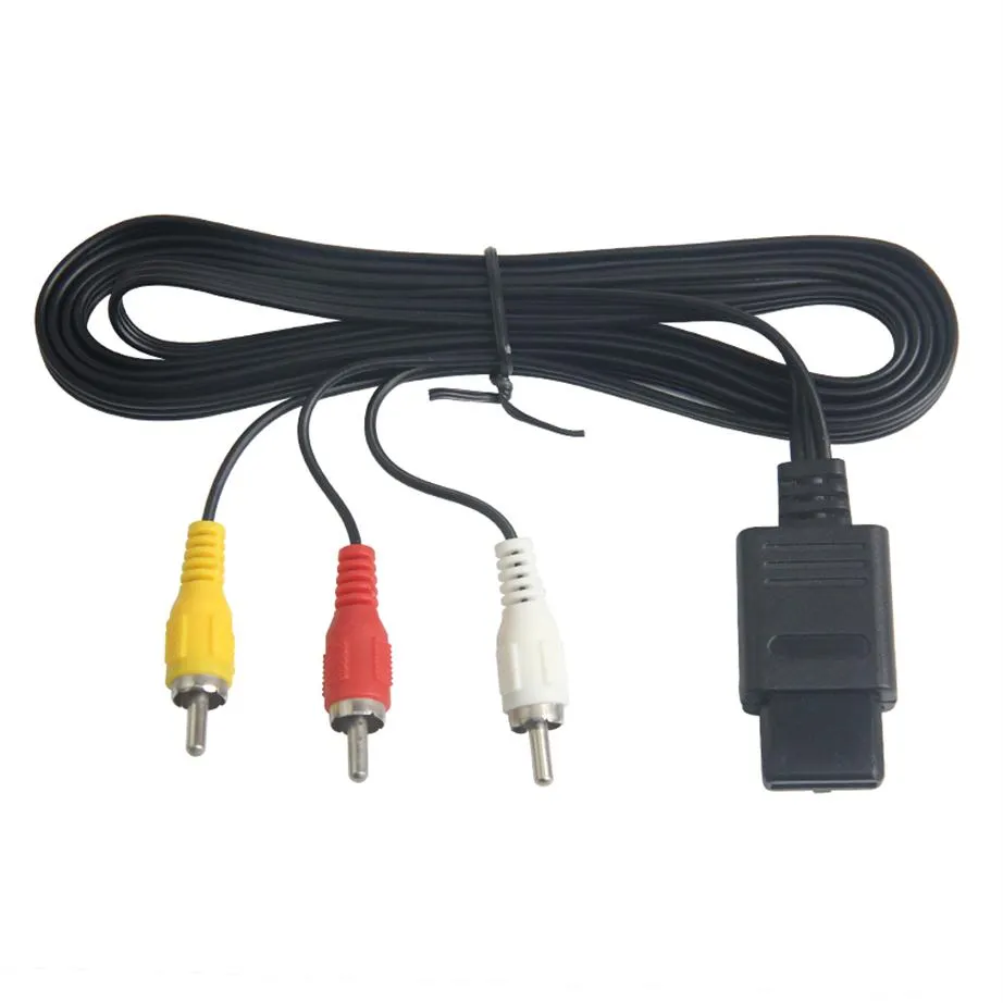 6FT 180CM 3RCA Cables AV TV RCA Video Cord Cable For Game Cube/For SNES Game Cube/ For N64 64 Whole 100Pcs/Lot289H