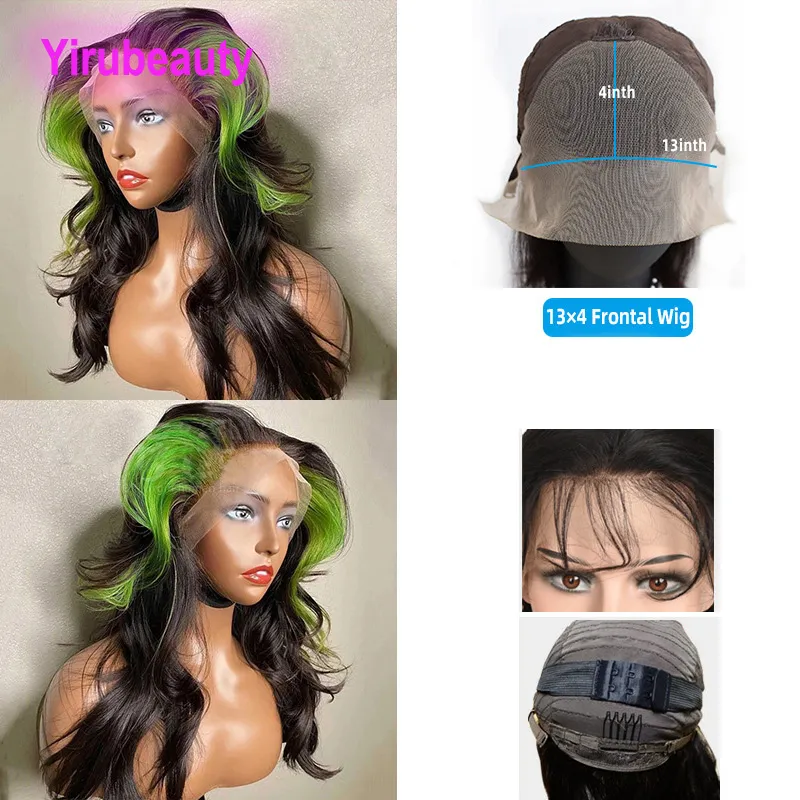 Green human hair lace front wig sale