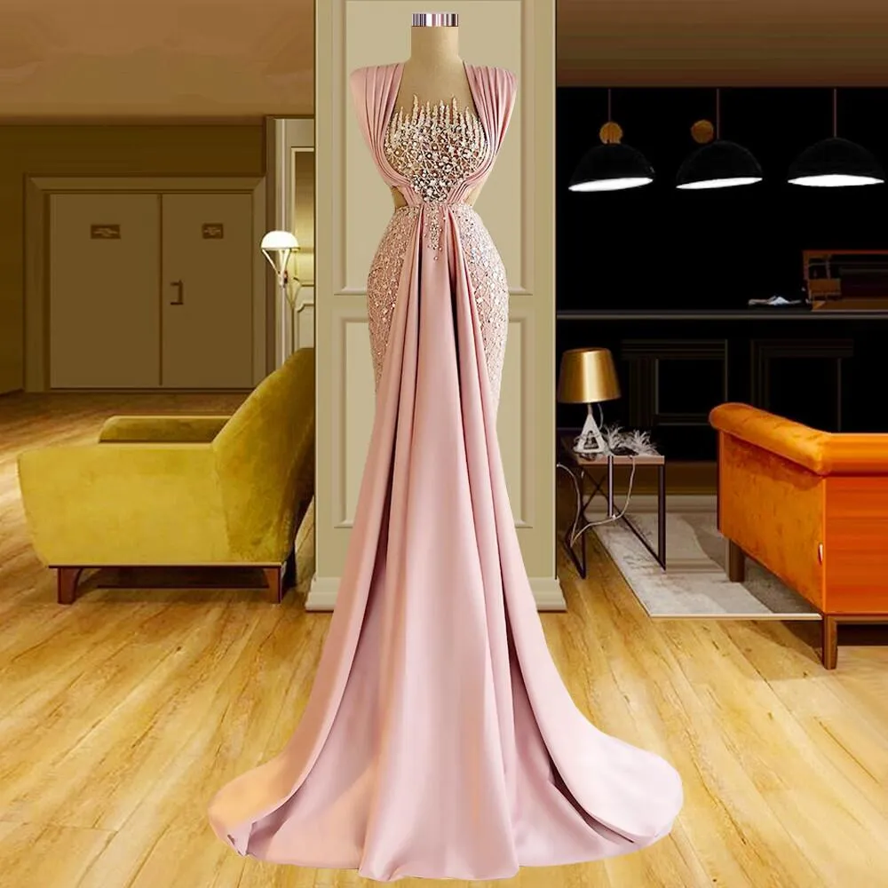 الوردي مثير A-line dresses bateau neck equins equins healques portrait portrait satin legant legant length high percist evening dresses virts girls virts