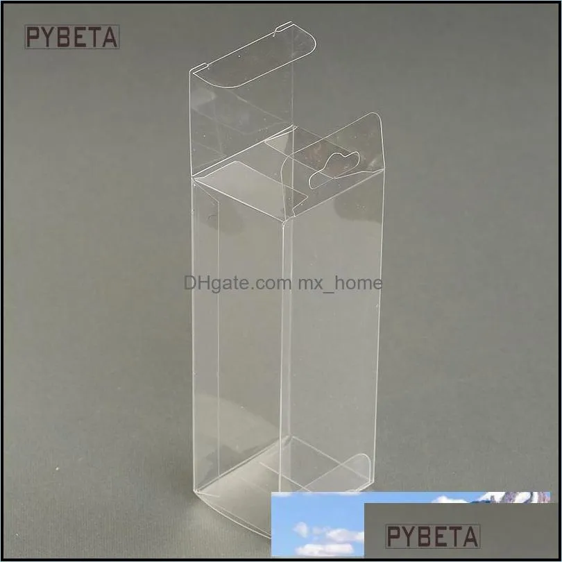 50pcs- 2 * Length * Height Clear Transparent PVC Box with Hole Candy Toy Display Stationery Craft Gift Plastic Packaging Boxes