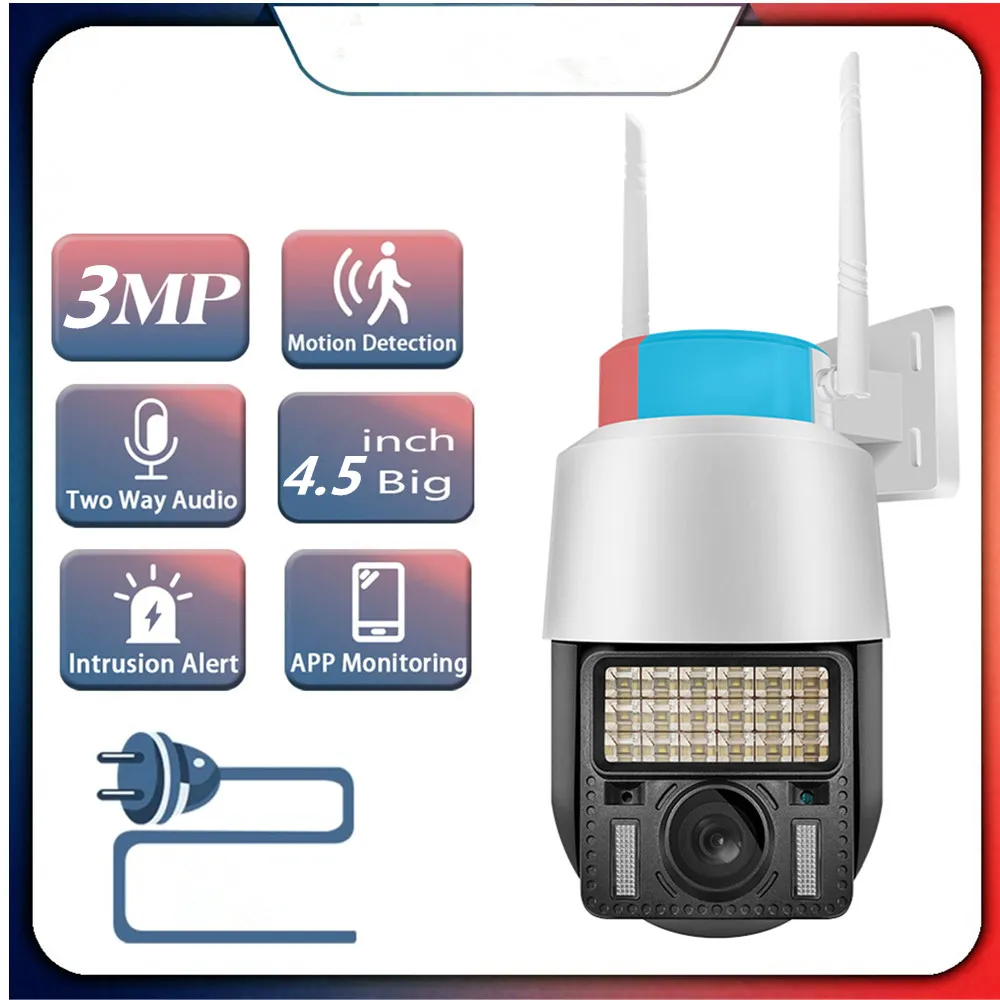 LED alarme voyant d'avertissement caméras Cctv Wifi caméra alerte suivi de mouvement humain 5MP Ptz caméras rotation 360 détection