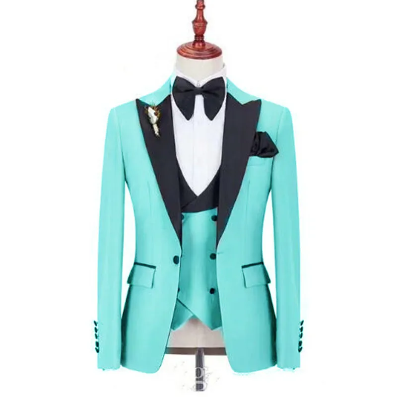 Wykonane na zamówienie jedno przyciski Peits Peak Groomsmen Groom Tuxedos Wedding/Prom/Dinner Man Blazer (kurtka+spodnie+krawat+kamizelka) M29