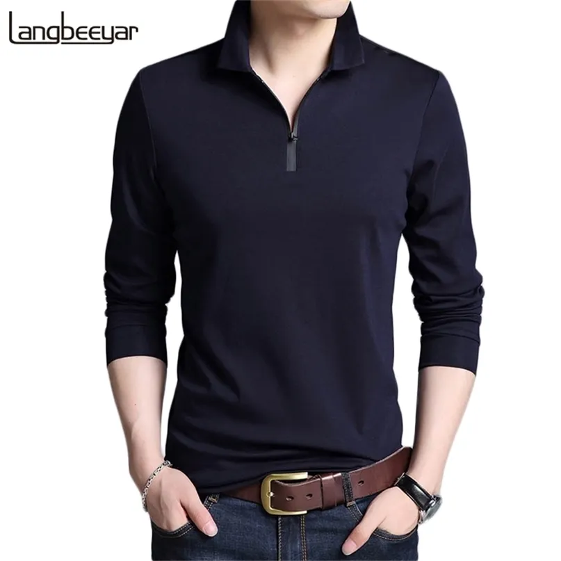 Modemärken Designer Polo Shirt Men Cotton Boys Street Style Long Sleeve Slim Fit Korean Polos Casual Men kläder 220514