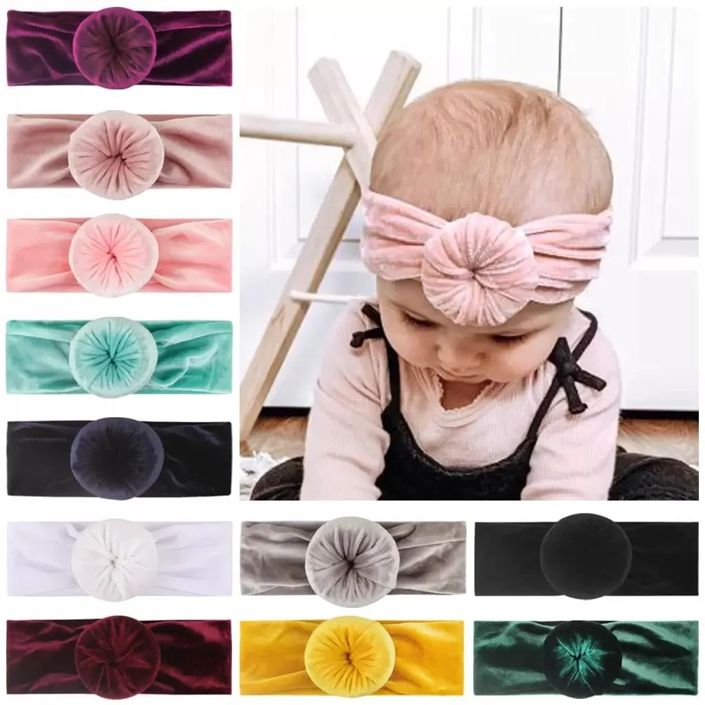 11 Kids Doughnut Headband Girl Baby Pleuche Turban Head Wrap Knot Hair Band Headbands Colors