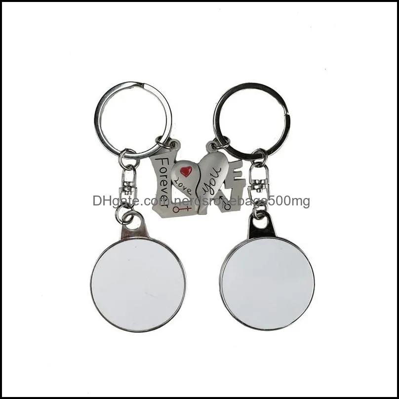 Sublimation Couple Keychain Favor Metal Letter Engraving Charm Heart-shaped Key Ring Romantic Valentine`s Day Gift RRB13112