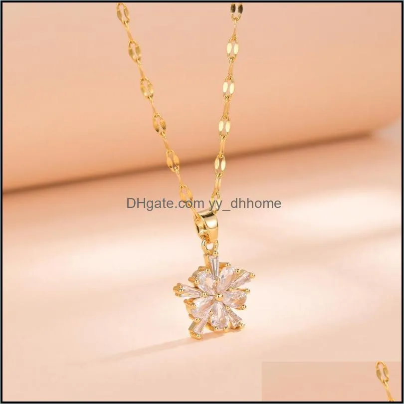 Pendant Necklaces Pendants Jewelry Gold Luxury Zircon Necklace For Women Short Chain Wedding Par Dhskv