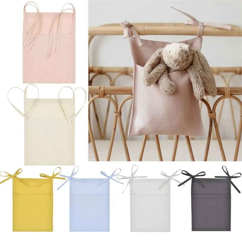 1 % льняная детская кровать подвесная сумка для хранения рожденных кроваток карман для детской кровати для подгузников сумки для игрушек для детских постельных принадлежностей 220531