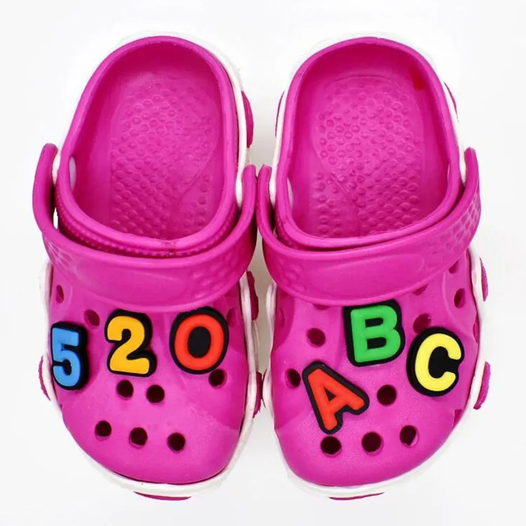 Candy Colors Alphabet Croc Charms PVC Soft Rubber Garden Shoecharms Buckle Exclseories for Clog Bracelet Wristband