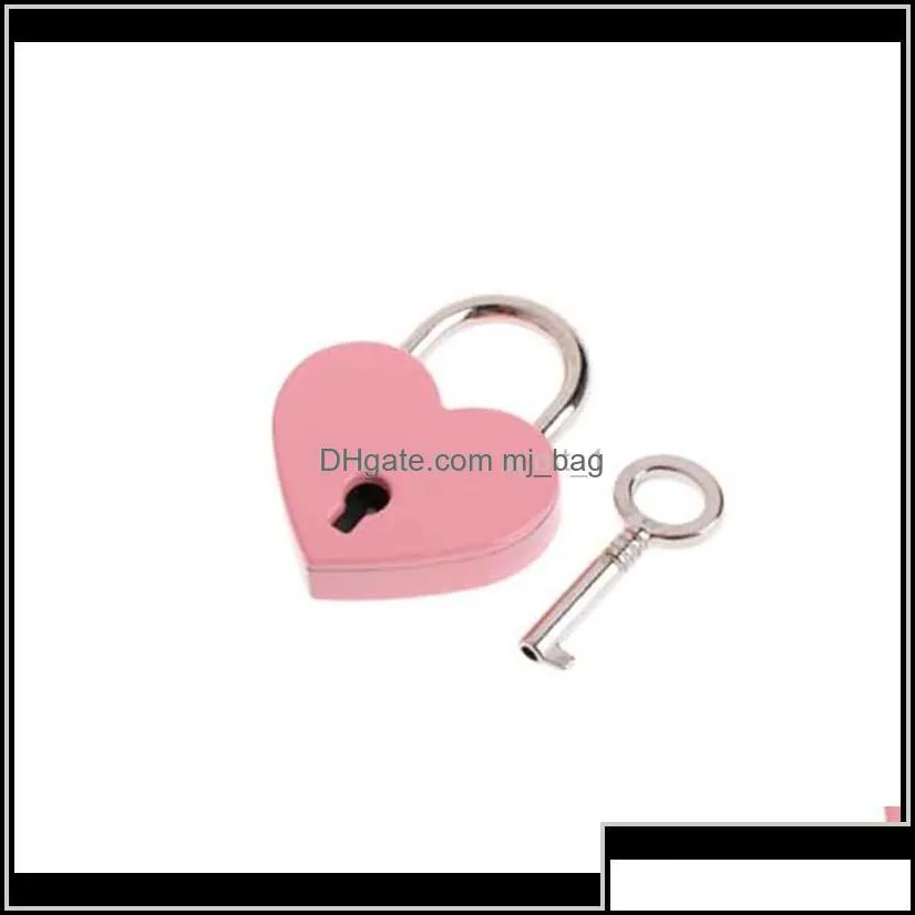 Door Locks Heart Shaped Vintage Mini Love Padlocks With Key For Handbag Small Lage Bag Diary Book Dha2698 Axkga K7Nlg