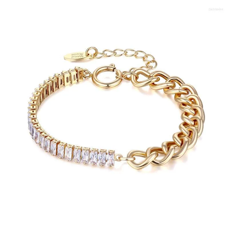 Link Chain 2022 Trend Hip-Hop Couple Gold Bracelet Female Ins Interlocking Shiny With Brick Metal Cold Wind Stacked Dly Ladies Jewelry