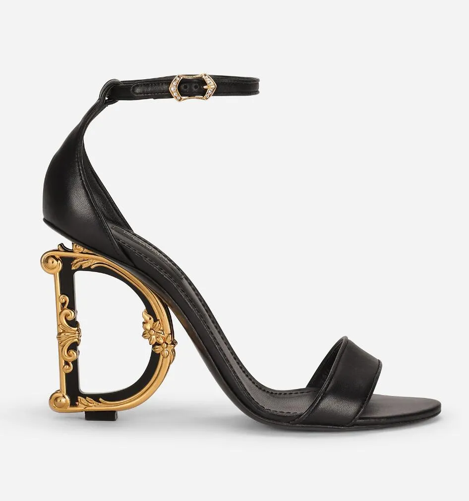 Famous Summer Brands Keira Sandals Shoes Women High Sculpted Heels Baroquel-heels Sandalias Gold-plated Carbon Party Wedding Bridal