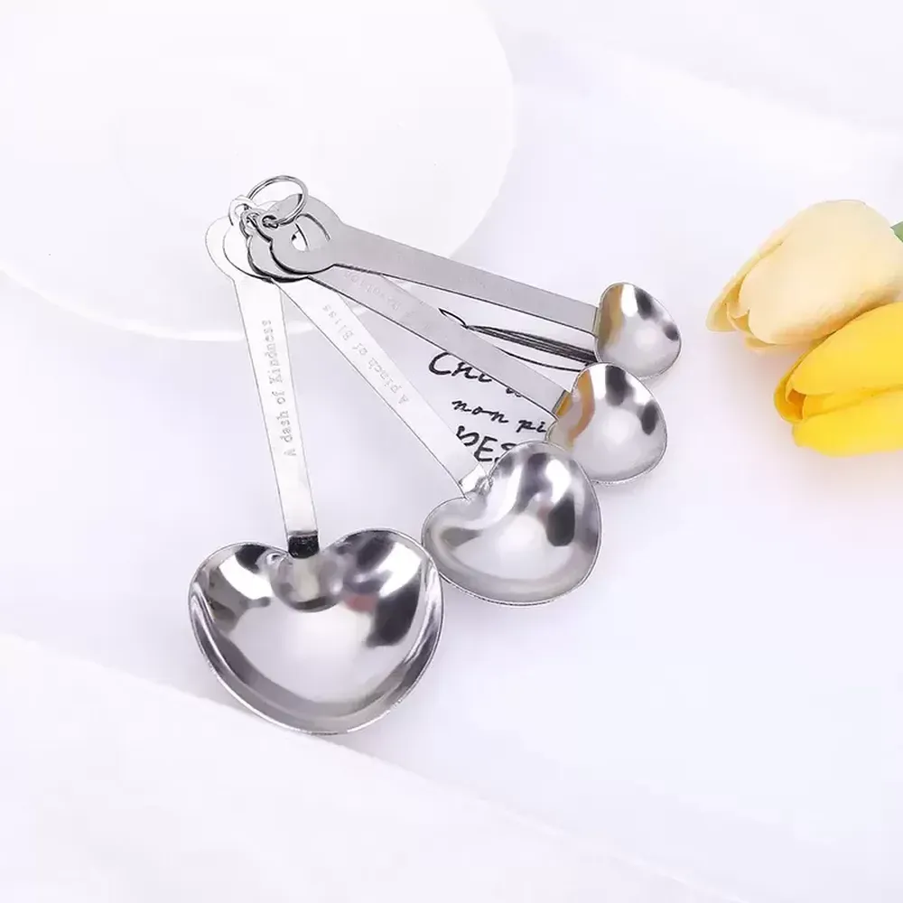 Love Wedding favors of Simply Elegant Heart Shaped Stainless Steel measuring spoon 4pcs/set gift box