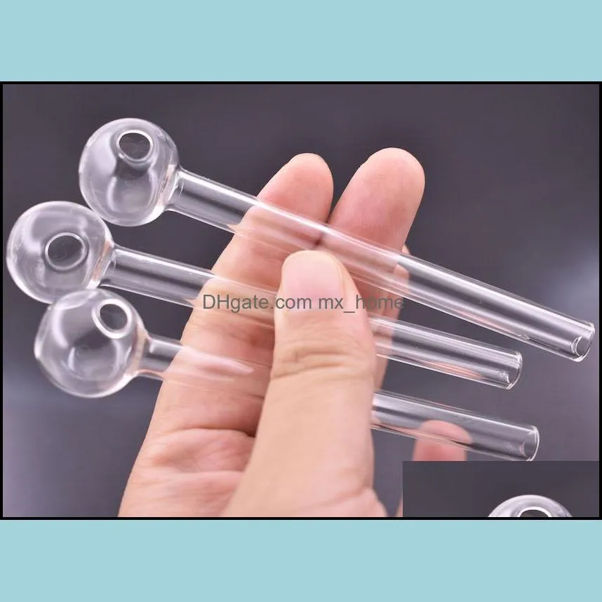 10cm Great Pyrex glass Pipe Clear Oil Burner Tube Pipe Oil Nail Oil Pipe Thick Clear