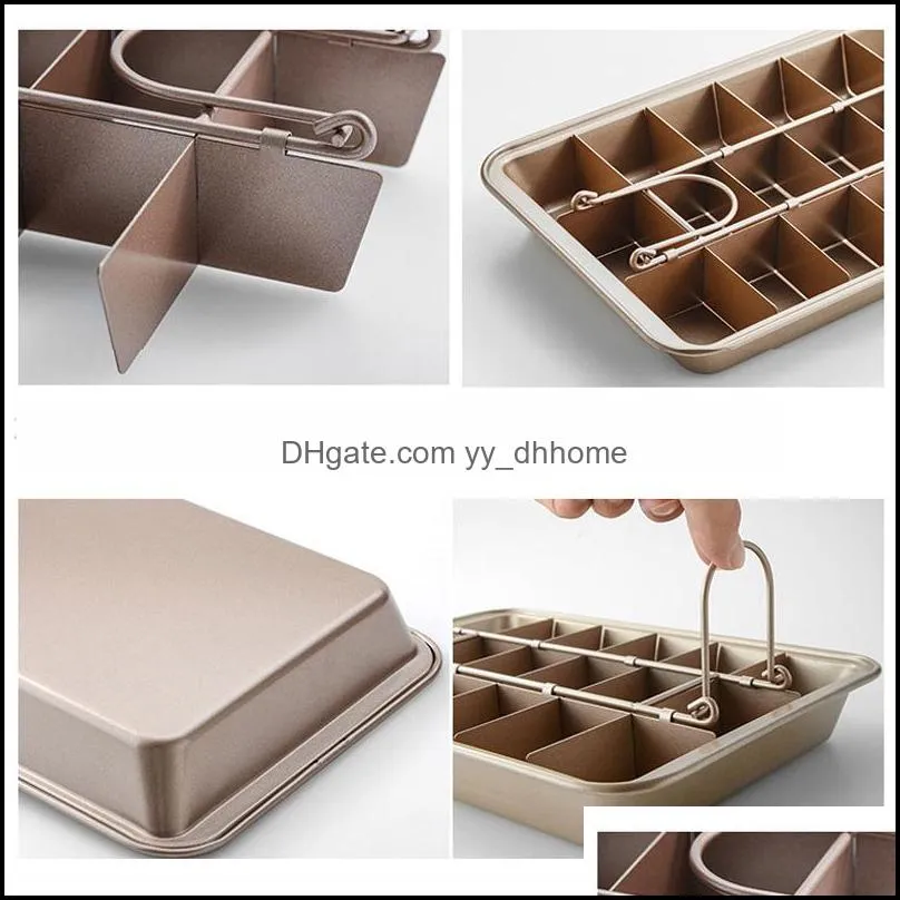 bakeware 18 cavity stainless steel detachable baking tools square lattice non-stick chocolate bread cake mold baking pan vtky2235