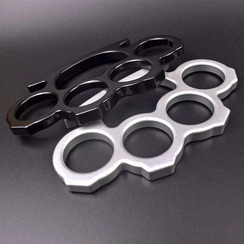 Metall flerfärgad mässing Knuckle Duster Fyra finger självförsvar utomhus självförsvar Finger Tiger Safety Portable Tool Ring