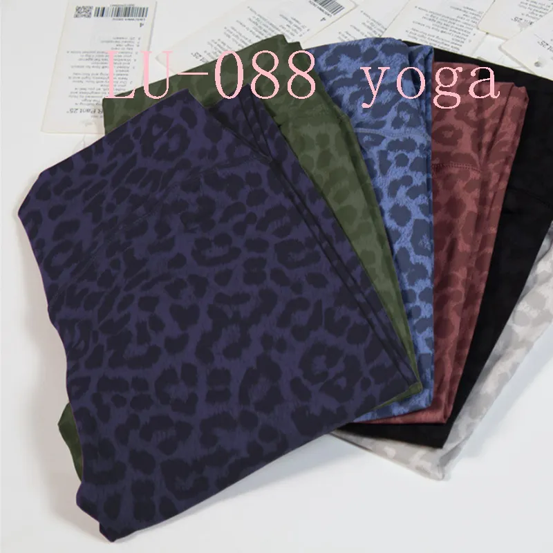 Dam Leopardtryck Yoga Leggings Byxor Gym Sport Löpning Tight Butt Lift lu-088 Snabbtorkande Andas Dam Legging med hög midja