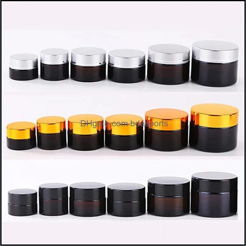 Butelki pakowania Office Business Industrial 5G 10G 15G 20G 30G 50G Amber Glass Cream Jar Butelka kosmetyczna makijaż słoiki z napędem Loti