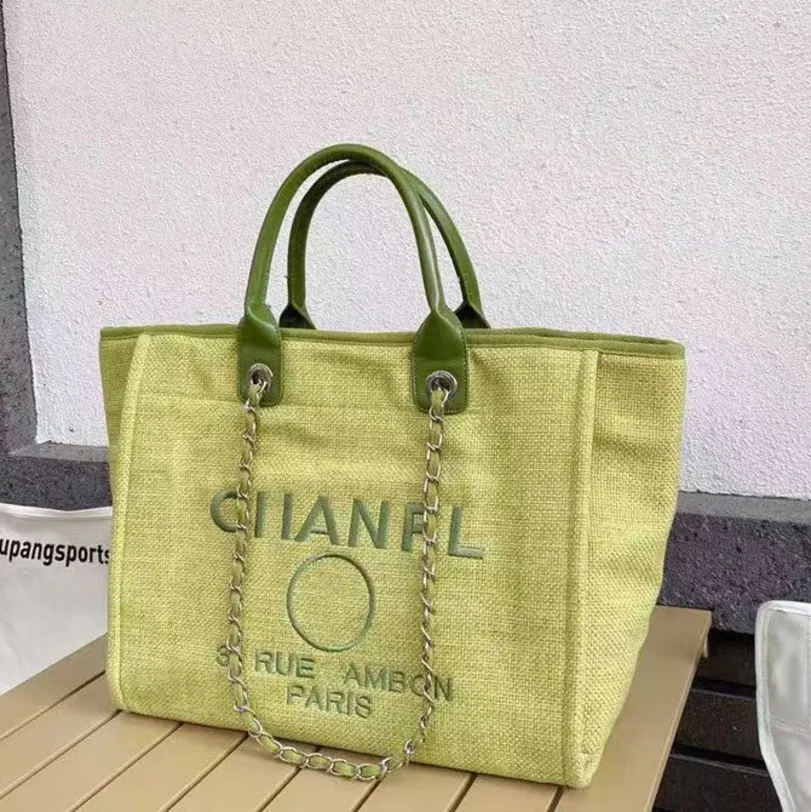 Märke lyxiga strandpåsar brev cc handväska ch tote kvinnor broderad mode duk kväll handväskor designers kvinnlig stor shopping stor kapacitet damväska 6w8g