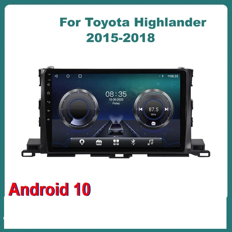 Auto Video Radio Android 10 GPS Navigation Bluetooth Touchscreen voor Toyota Highlander 2015-2018 Audio Stere Multimedia