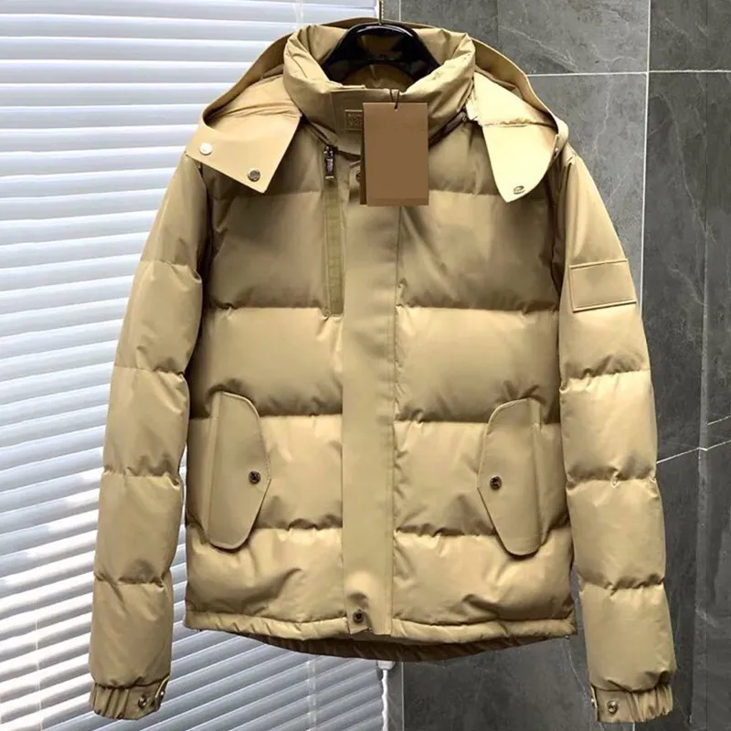 Doudoune Winter Men Piumino nero e beige stile britannico Parka addensato caldo cappotti corti per il tempo libero con cappuccio 1GQD5