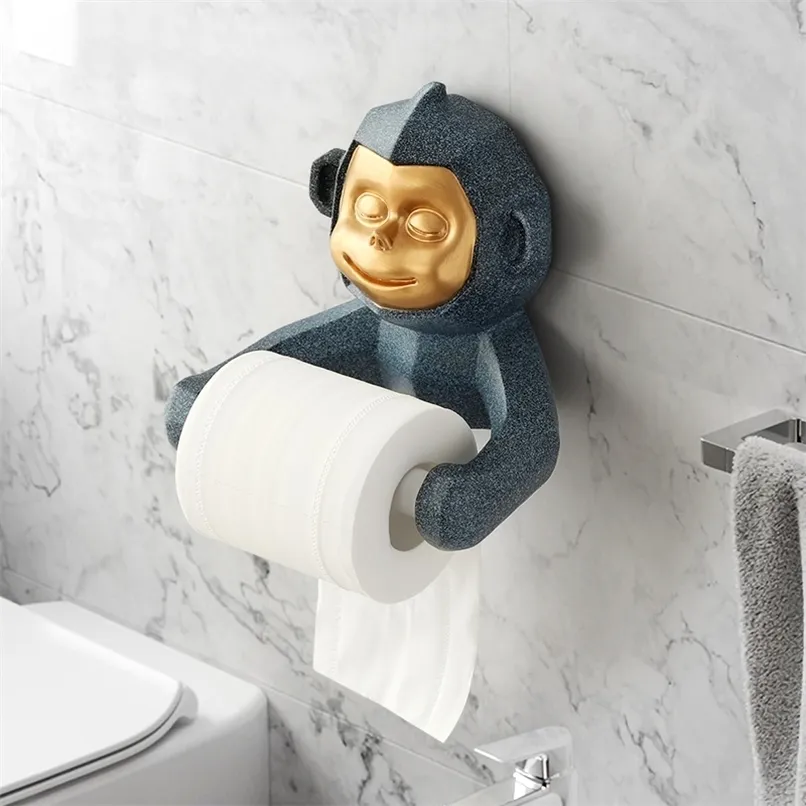 Resin Statue Tissue Wall for Bathroom Kitchen Toilet Paper Roll Holder Figurine Ornaments Home Decoration 220617