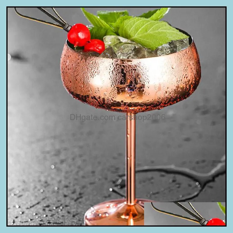 350ml cocktail glass metal wine glass silver copper stainless steel 304 champagne glass drink cup bar