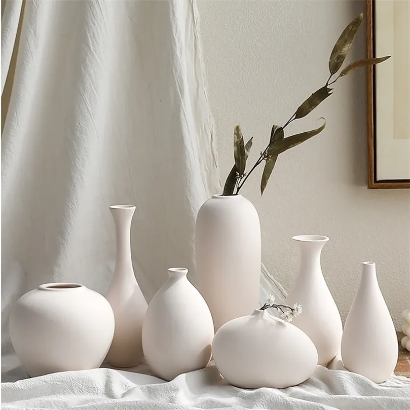 White Vases Living Room Decoration Home Decor Room Decor Pottery And Porcelain Vases For Artificial Flowers Decorative Figurines 220809