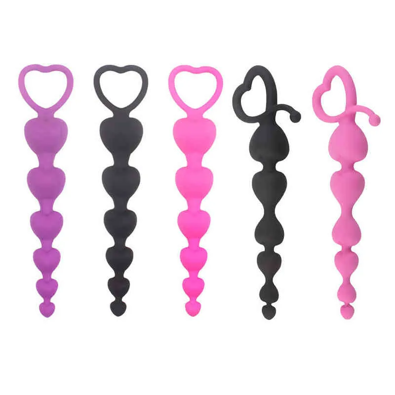 Nxy anal toys long plug sex silicone perles for women hommes futplug masseur prostate gay adulte plug 220506