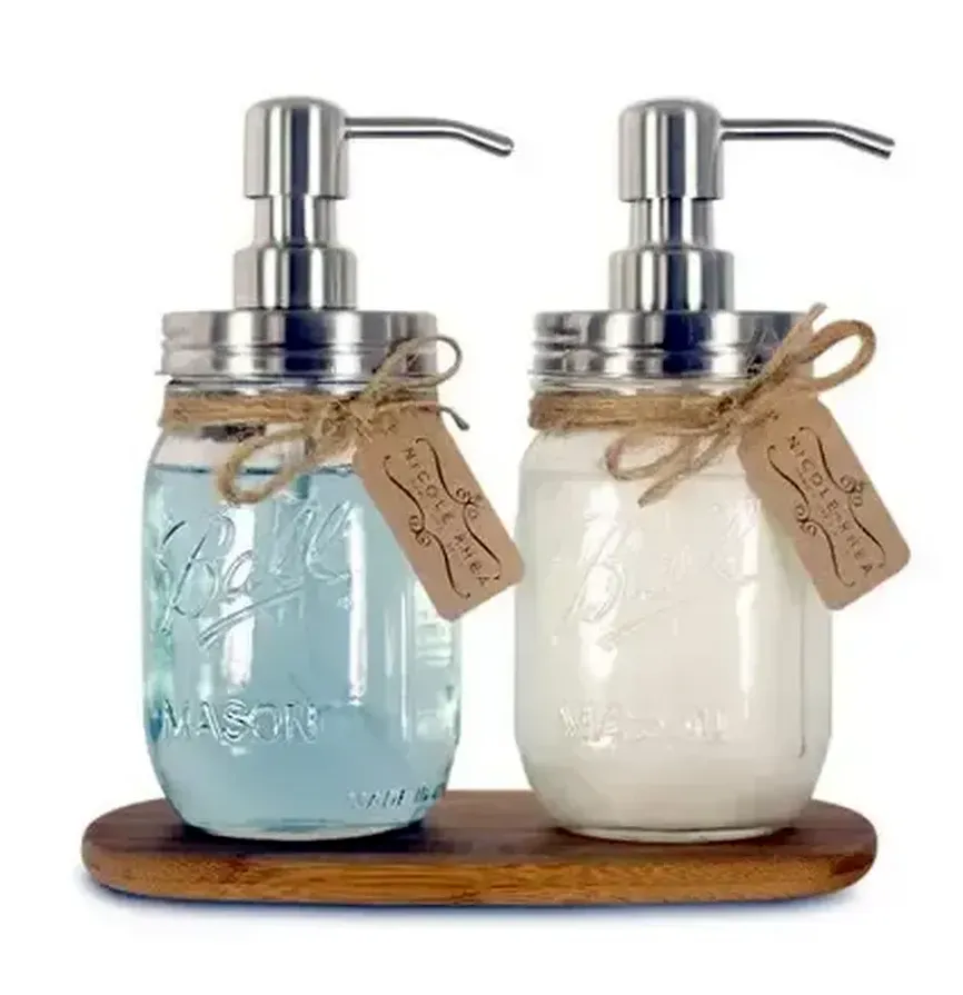 DIY 480ML Hand Soap Dispenser bomba de aço inoxidável Mason Jar Bancada Sabão / Loção Dispenser polonês / cromo / ORB / dourado em estoque por DHL C0813