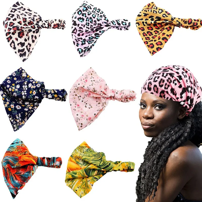 Boho doux coton bandeau cheveux casque mode large bandeau extensible chapeau de sport femmes motif imprimé Turban grand large bandeau