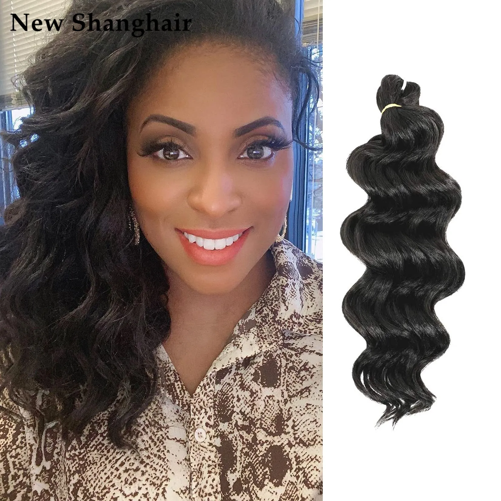20 Inch Synthetic Deep Ocean Wave Crochet Hair Extension 80g/pcs for Black Women Braiding BS03