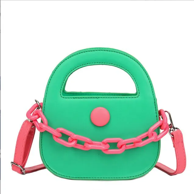 Mulheres Pu Chain Chain Bandbag Green rosa azul pequeno bolsa de pulso 2022 designer de luxo