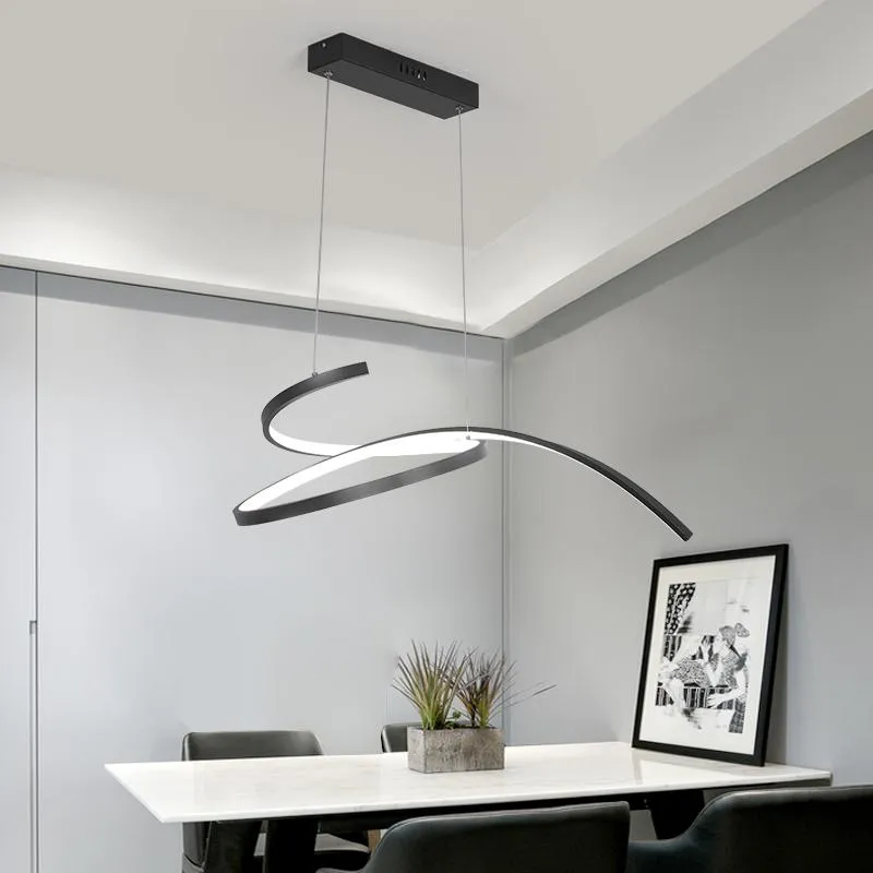 Lampy wiszące matowe czarne/białe nowoczesne światła LED do jadalni lampa kuchenna Lampa oświetlenia AC110V 220Vendant