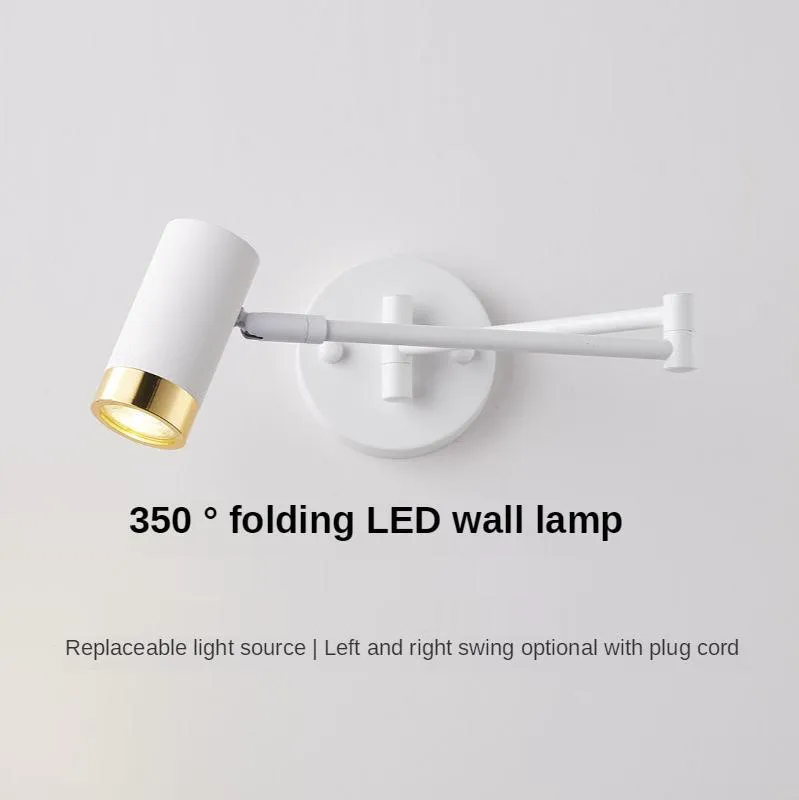 Vägglampa Modern LED 350 ° Fällbar vardagsrum Studie sovrummet Bedside Reading White Black Night Light Corridor Staircase Lightingwall