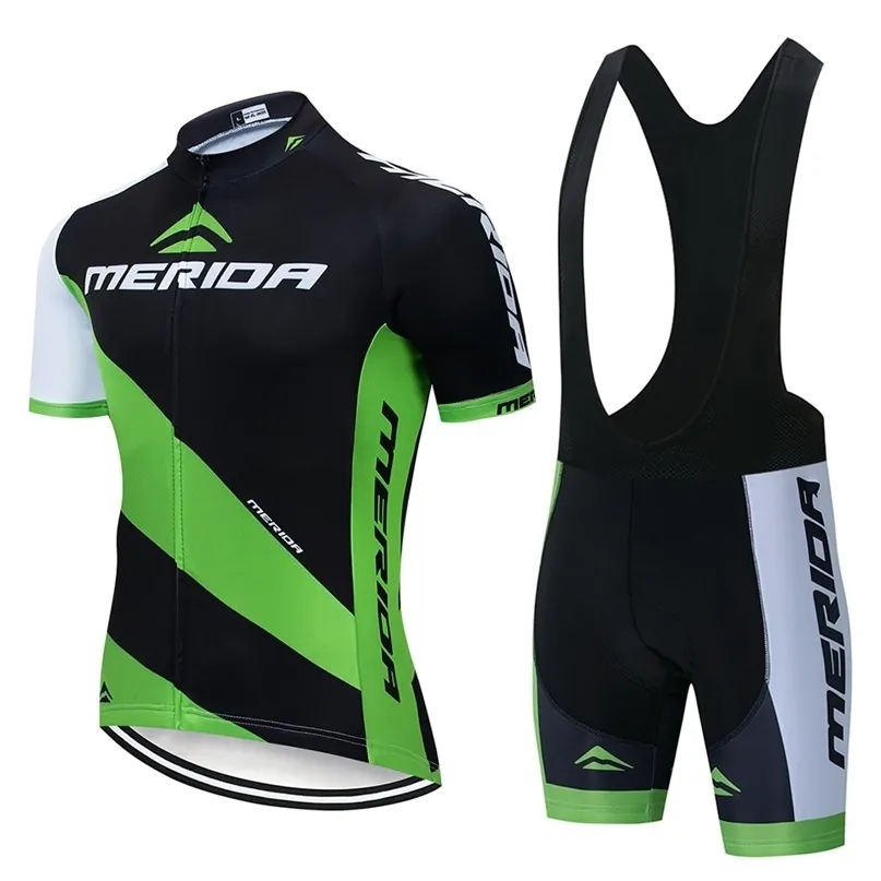 Fluorescent Green Merida Cycling Jersey Set Bicycle Clothes Short
