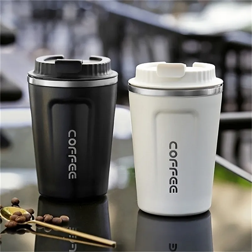 380 510ML Stainless Steel Coffee Mug Leak Proof Thermos Travel Thermal Vacuum Flask Insulated Cup Milk Tea Water Bottle RR2187 220509