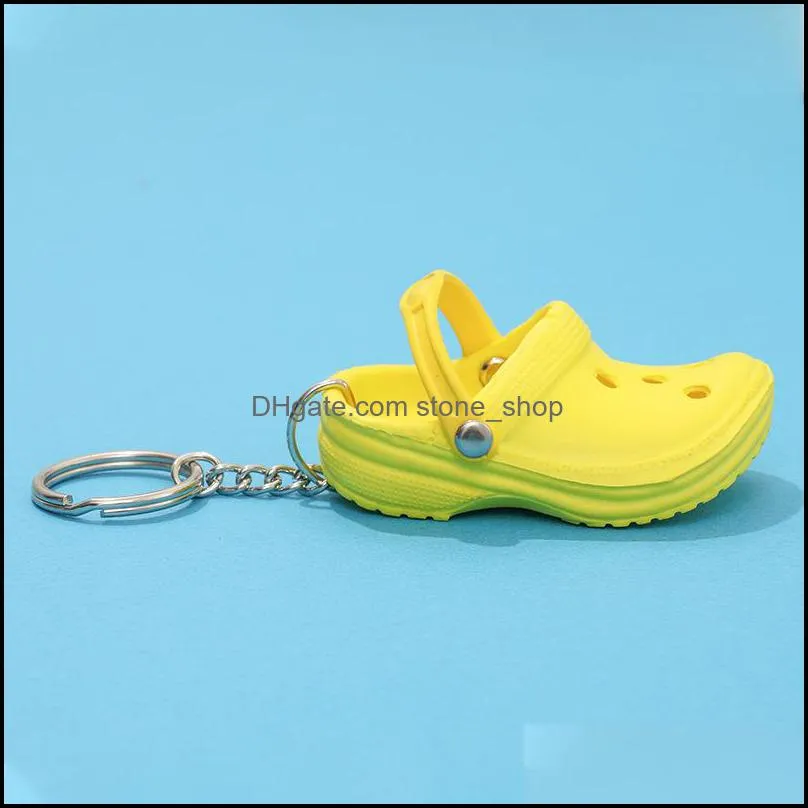 20pcs Mixed Colors 3D Mini 7.5cm EVA Beach Hole Little Croc Shoe Keychain Bag Accessories Keyring Car Handbag Key Chain Charms 220228